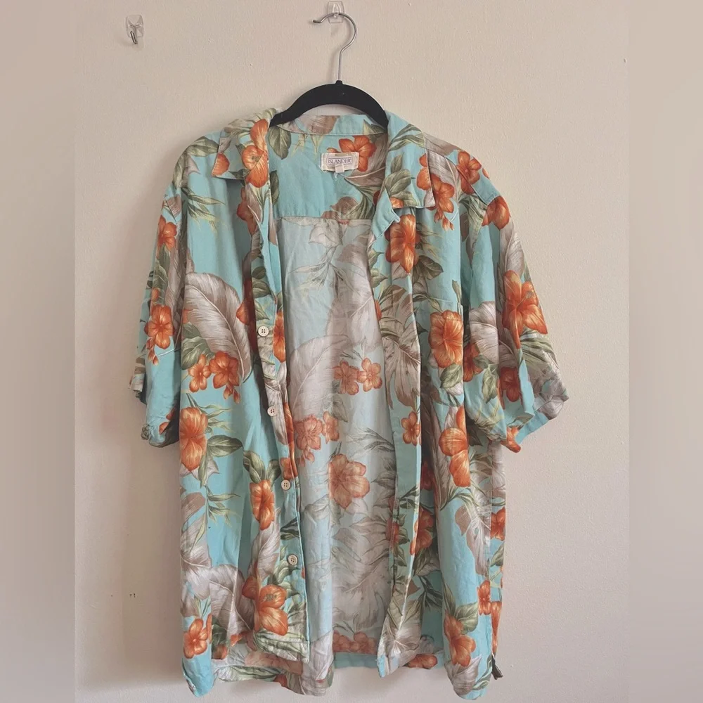 super soft turquoise Hawaiian shirt - Picture 1 of 3